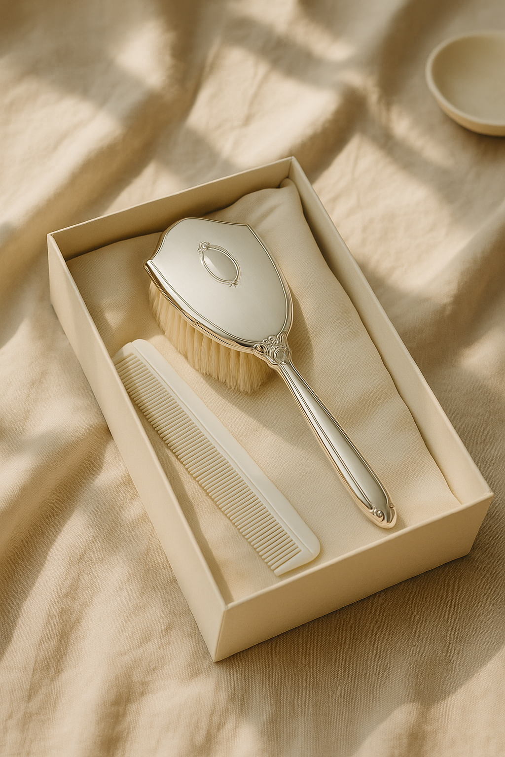 Empire Sterling Silver Girls Shield Brush and Comb Set – Gift Boxed