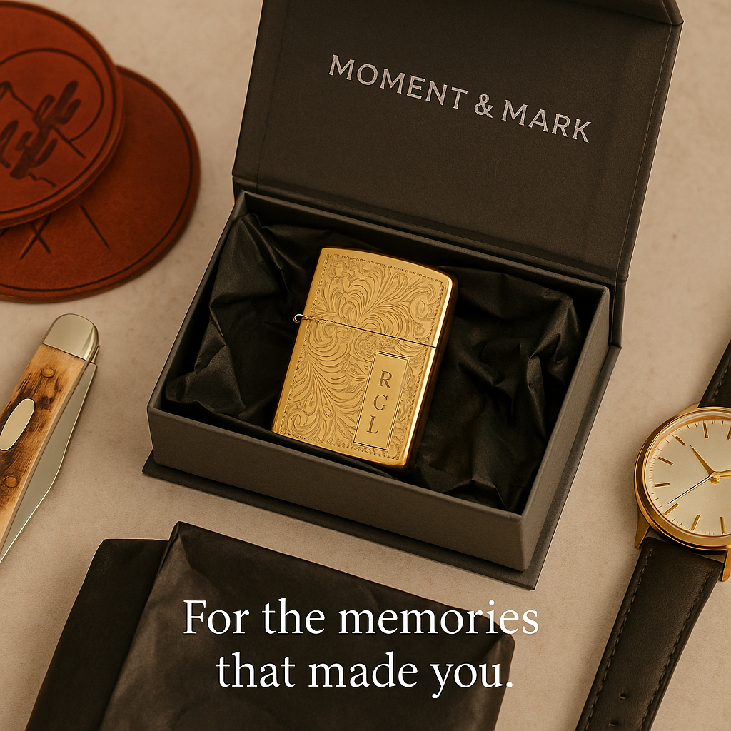 Engraved Gold Lighter – Personalized Brass Floral Scroll Lighter