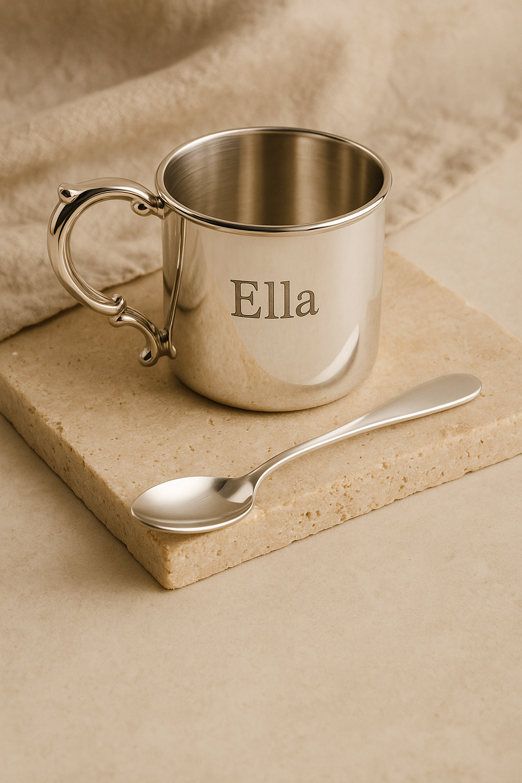 Sterling Silver Baby Cup & Spoon Set – Empire Heirloom Gift Boxed
