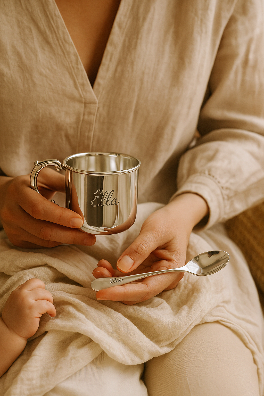 Sterling Silver Baby Cup & Spoon Set – Empire Heirloom Gift Boxed