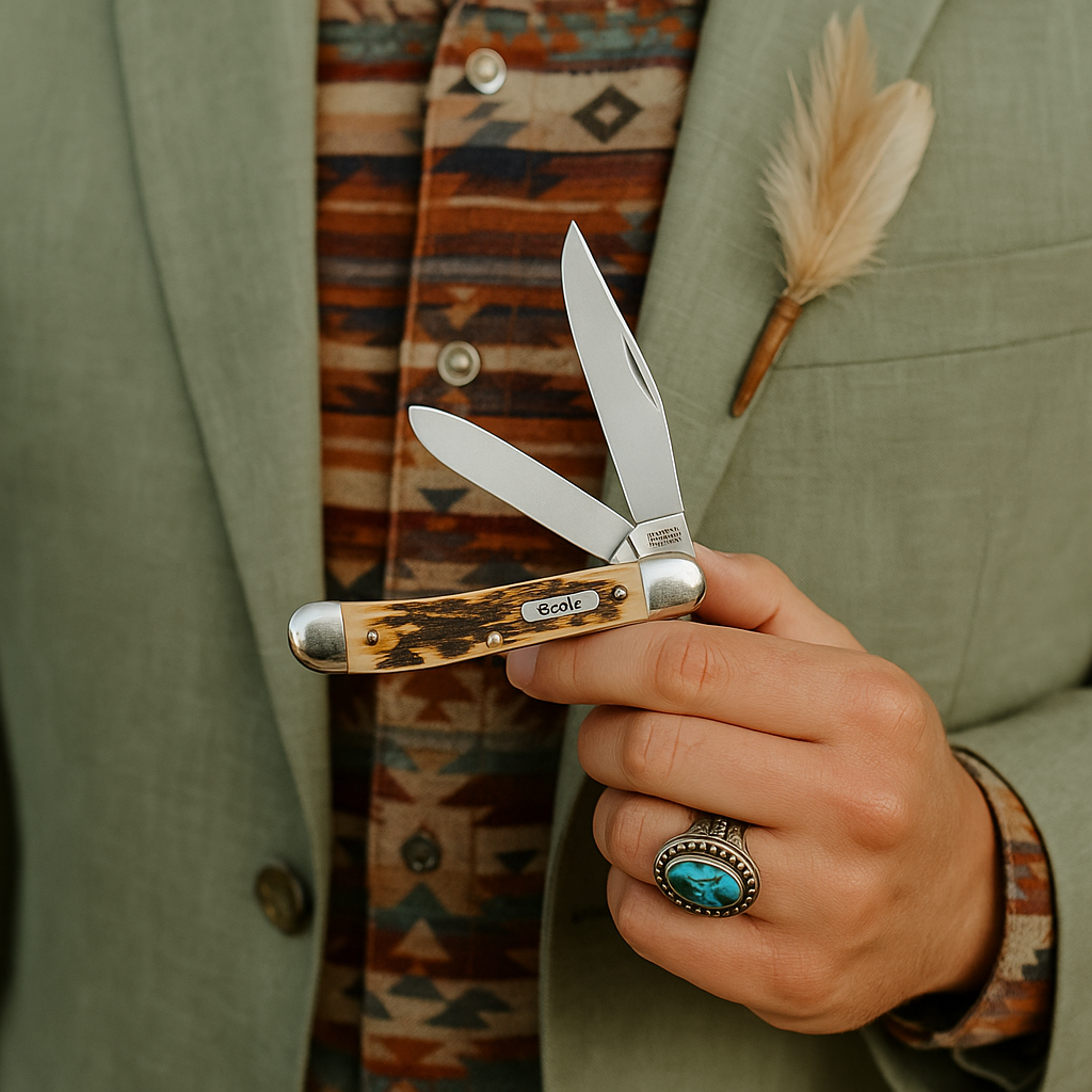 Engraved Pocket Knife – Case XX Bone Handle Knife with Custom Gold Engraving