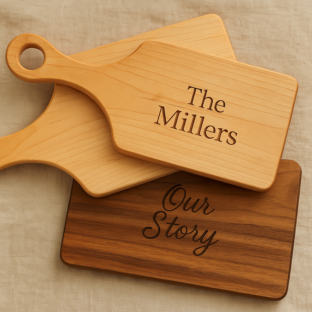 Personalized Engraved Walnut or Maple Cutting Board