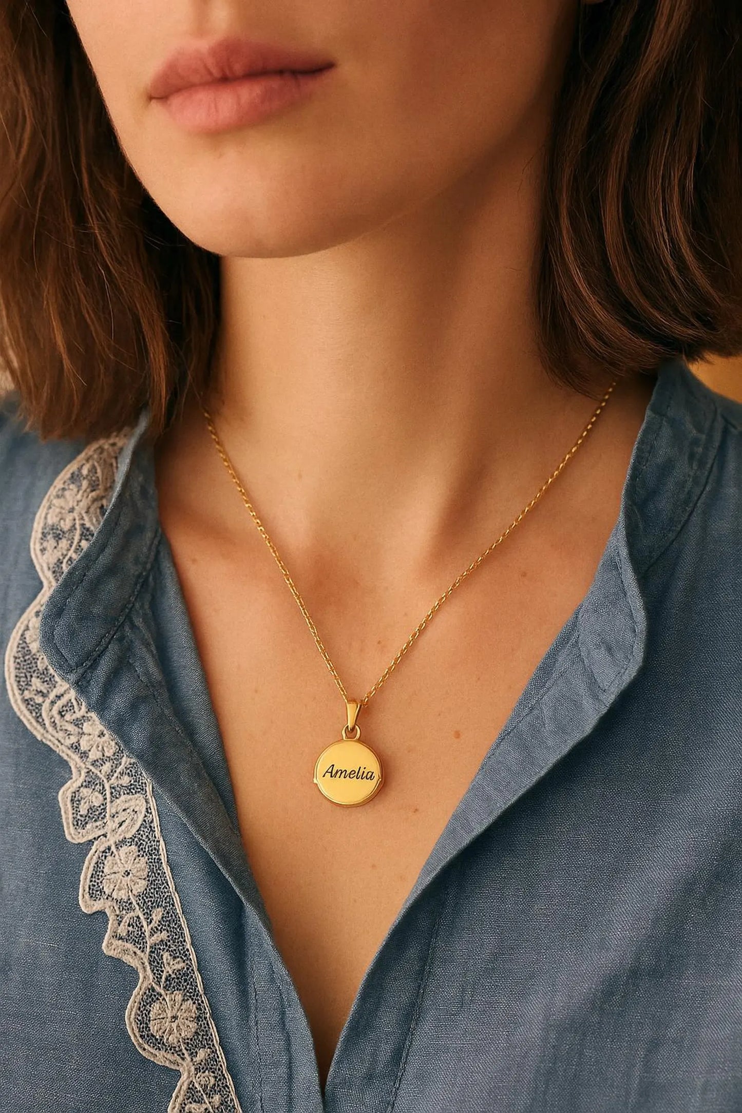 Personalized 14k Gold Round Locket