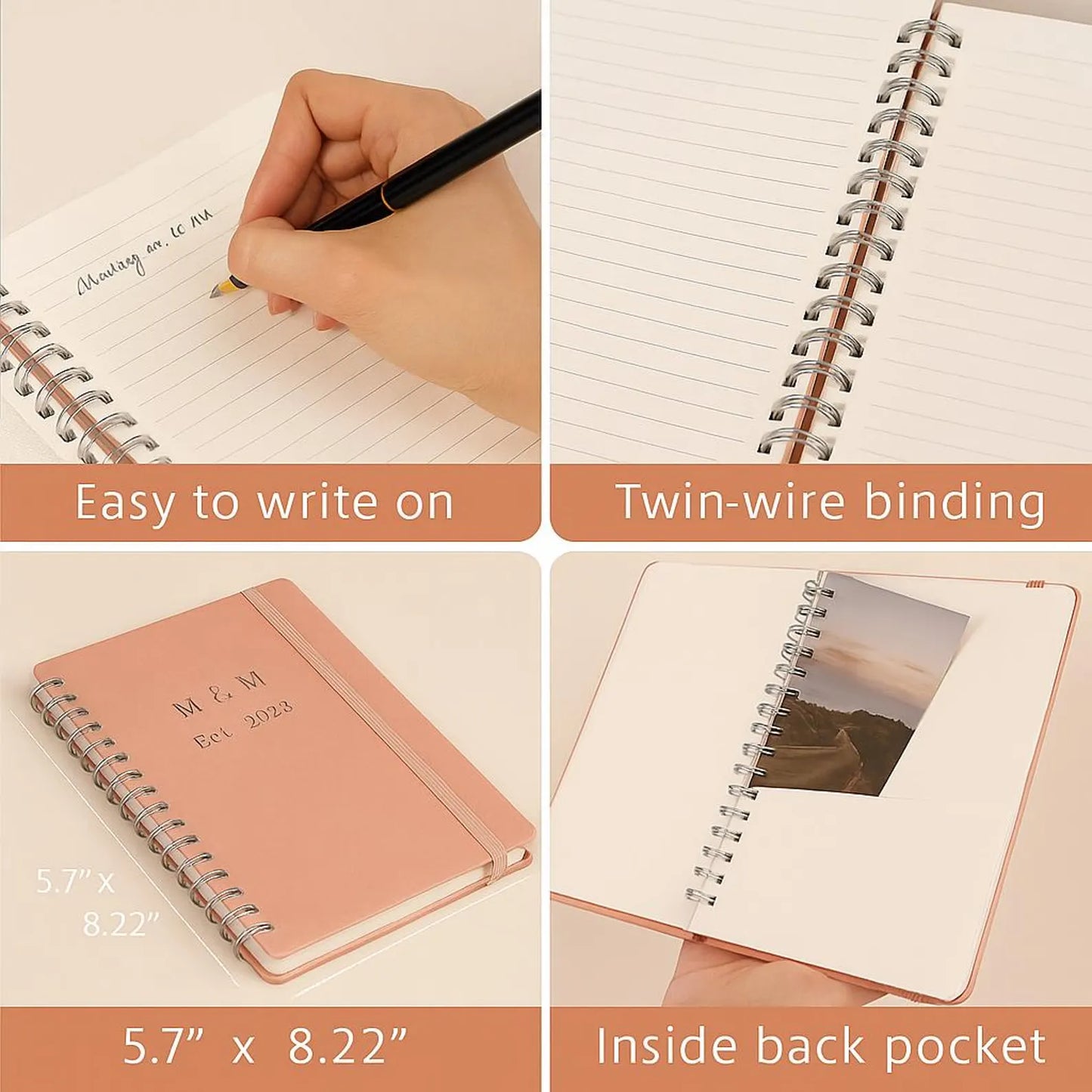 Personalized Vegan Leather Spiral Notebook