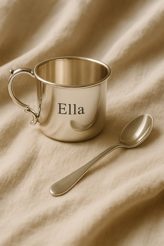 Sterling Silver Baby Cup & Spoon Set – Empire Heirloom Gift Boxed