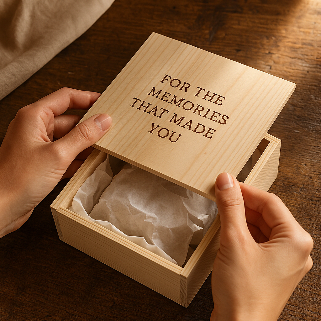 Engraved Gold or Chrome Lighter with Personalized Wooden Gift Box